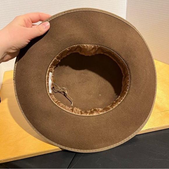 Sole Society Wide brim 100% Wool Brown Fedora One size hat Explorer Classic - Picture 7 of 10